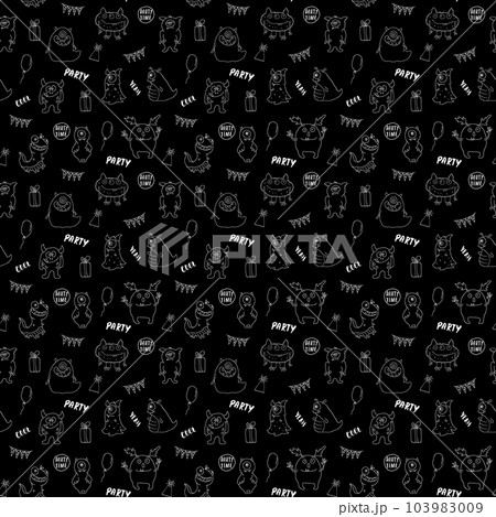 Cute monsters seamless pattern. Cartoon monsters background. Vector illustration Cute monsters seamless pattern. Cartoon monsters background. Vector illustration 103983009