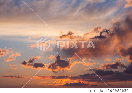Dramatic sunset over the sea. Sky background Dramatic sunset over the sea. Sky background 103983636