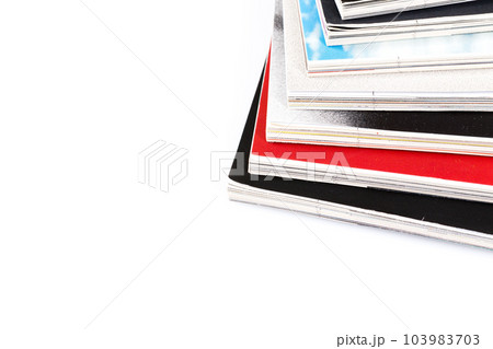 Magazines up close shot on white background Magazines up close shot on white background 103983703