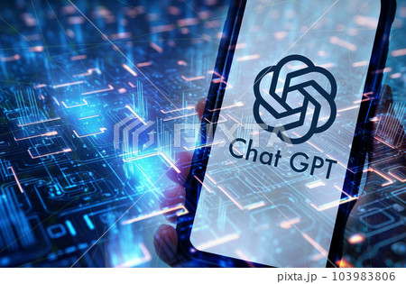Chat GPT、チャットGPT、テキスト生成AI、対話型AI、人工知能チャットボット	 103983806