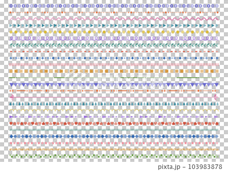 カラフルな幾何学模様の飾り罫イラストセット 103983878