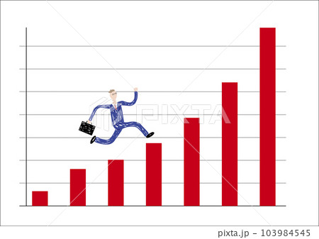 棒グラフを駆け上るビジネスマン 棒グラフを駆け上るビジネスマン 103984545