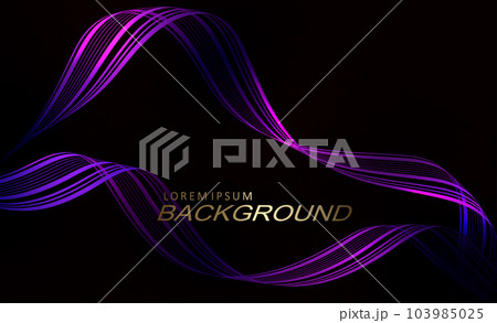Isolated minimal purple wave patterns on black background Isolated minimal purple wave patterns on black background 103985025