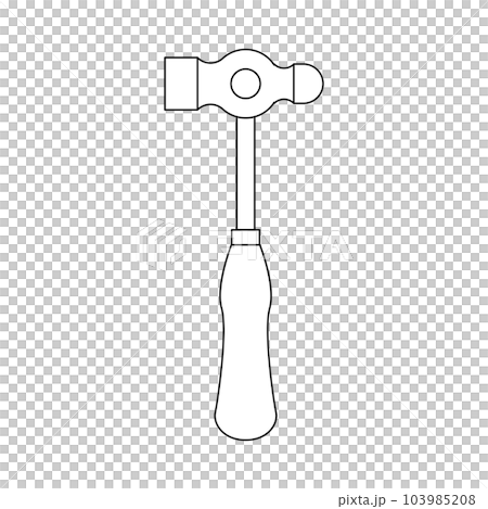 モノクロのイラスト_片手ハンマー モノクロのイラスト_片手ハンマー 103985208