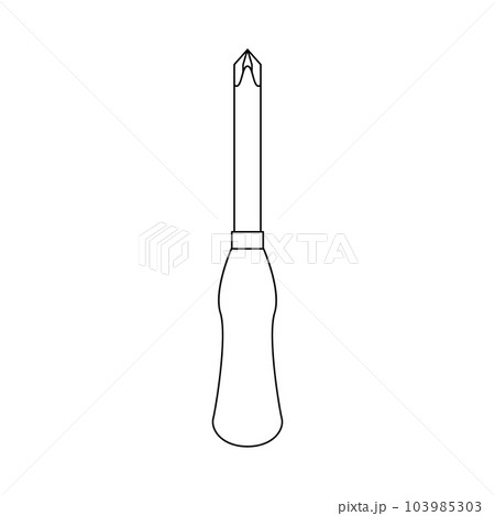 モノクロのイラスト_プラスドライバー3番 103985303