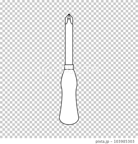 モノクロのイラスト_プラスドライバー3番 103985303