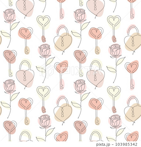 pattern with single line drawing romantic symbols pattern with single line drawing romantic symbols 103985342