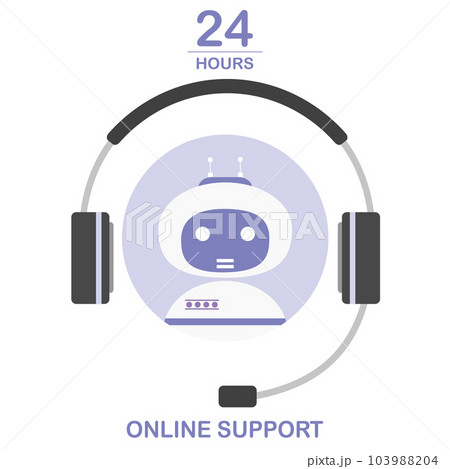 Chatbot concept background,cute robot avatar and headphones Chatbot concept background,cute robot avatar and headphones 103988204