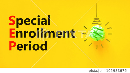 SEP symbol. Concept words SEP Special enrollment period on beautiful yellow paper. Beautiful yellow table yellow background. Medical and SEP Special enrollment period concept. Copy space. SEP symbol. Concept words SEP Special enrollment period on beautiful yellow paper. Beautiful yellow table yellow background. Medical and SEP Special enrollment period concept. Copy space. 103988676