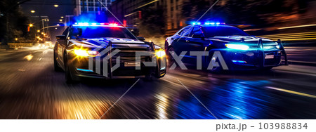 police car chase for criminals in the city, made with Generative AI 103988834