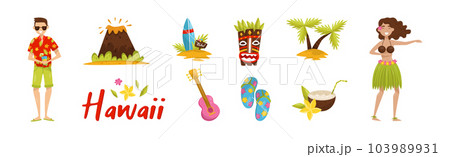 Hawaiian Tropical Objects and Attributes Vector Set 103989931