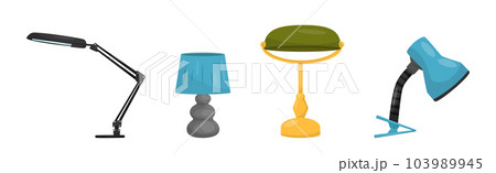 Different Table Lamps and Light Home Interior Decor Vector Set 103989945