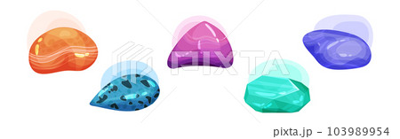 Semi Precious Stone and Minerals with Shiny Surface Vector Set Semi Precious Stone and Minerals with Shiny Surface Vector Set 103989954