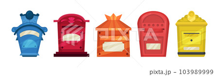 Letter Metal Post Box or Mailbox with Hole or Slot Vector Set 103989999