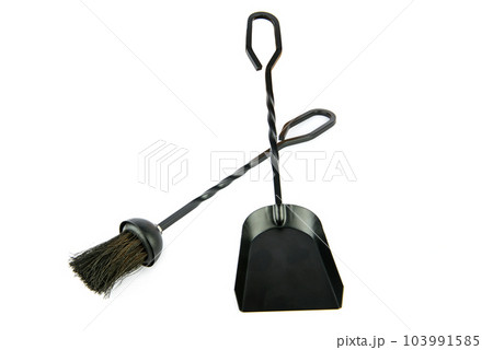 Dustpan and brush for cleaning ash isolated on white background. Dustpan and brush for cleaning ash isolated on white background. 103991585