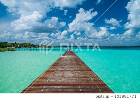 Pier in Bacalar Lagoon Pier in Bacalar Lagoon 103991771