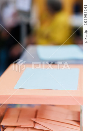 Ballot box background with no people and copy space. voting campaign envelope in electoral college Ballot box background with no people and copy space. voting campaign envelope in electoral college 103992141
