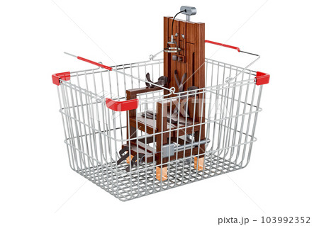 Electric chair inside shopping basket, 3D rendering 103992352