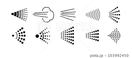 Spray icons set. Spray steam icons. cleanning deodorant sprayed line.Vector 103992450