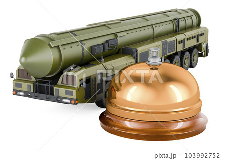 Scud missile, mobile short-range ballistic missile system with reception bell. 3D rendering Scud missile, mobile short-range ballistic missile system with reception bell. 3D rendering 103992752