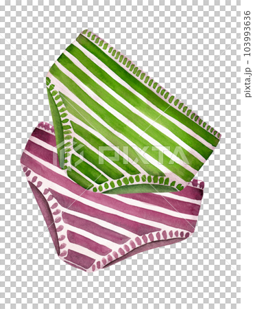 A pair of striped panties. Watercolor isolated illustration A pair of striped panties. Watercolor isolated illustration 103993636