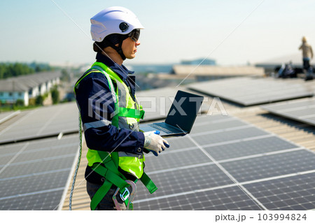 Professional engineer technician with safety helmet checking system Professional engineer technician with safety helmet checking system 103994824