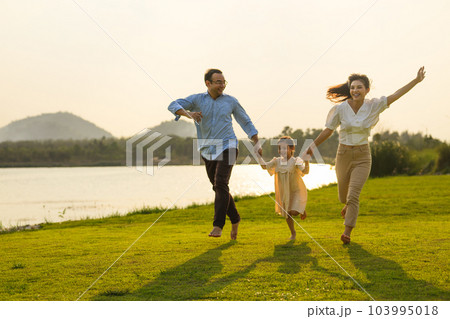 Family enjoying with outdoor activities travel trip on summer 103995018