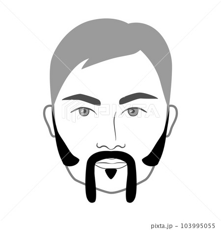 Winnfield Beard style with Sideburns men in face illustration Facial hair Horseshoe mustache. Vector black portrait Winnfield Beard style with Sideburns men in face illustration Facial hair Horseshoe mustache. Vector black portrait 103995055