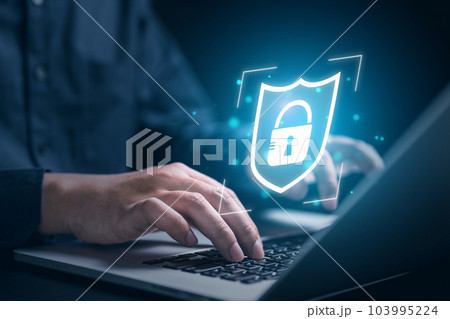 User with privacy security and encryption, Cybersecurity concept User with privacy security and encryption, Cybersecurity concept 103995224