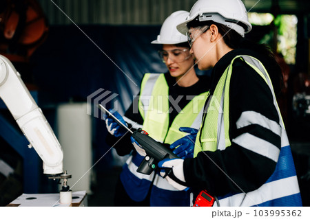 Professional worker maintenance machine robotic arms industrial machinery 103995362