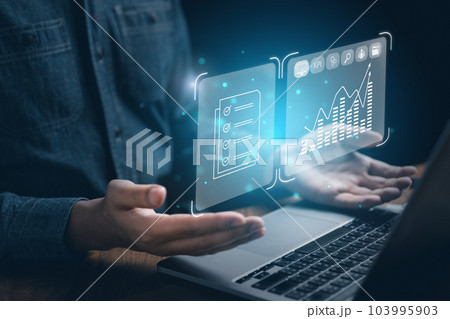 Data document analysis chart on laptop technology 103995903