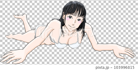 床に水着で寝そべる女の子37 床に水着で寝そべる女の子37 103996815
