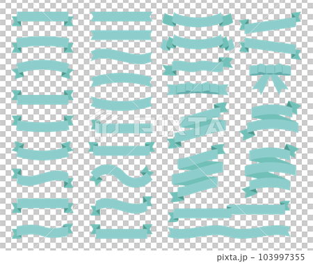 Simple ribbon frame set/decorative ruled line/handle/material/blue green 103997355