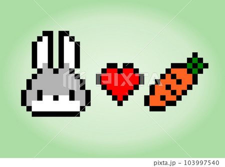 The Pixel 8 bit bunny loves carrots. Animal...のイラスト素材 [103997540] - PIXTA