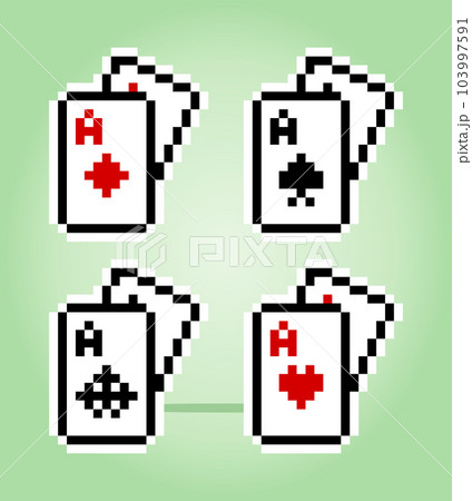 8 bit card poker pixels. a playing cards for game assets in vector illustration. 8 bit card poker pixels. a playing cards for game assets in vector illustration. 103997591