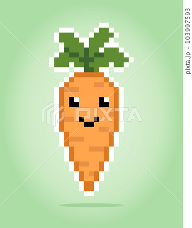 8 bit pixel carrot kawaii. vegetables for game assets in vector illustration. 8 bit pixel carrot kawaii. vegetables for game assets in vector illustration. 103997593