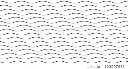 Wavy lines seamless pattern. Undulate stripes repeating background. Monochrome horizontal waves texture. Simple curved linear wallpaper. Textile and fabric swatch design template. Vector 103997933