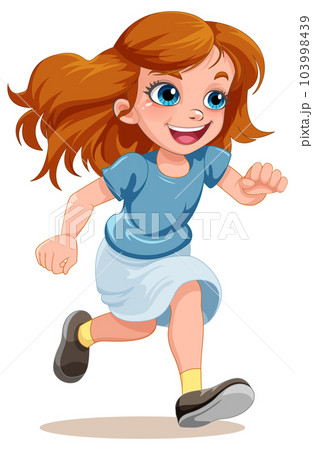 Happy girl running cartoon Happy girl running cartoon 103998439
