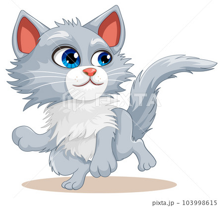 Cute cat in flat style. Simple cartoon cat icon - Stock Illustration  [45781792] - PIXTA