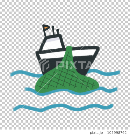 海上用網養魚的船插畫 103998762
