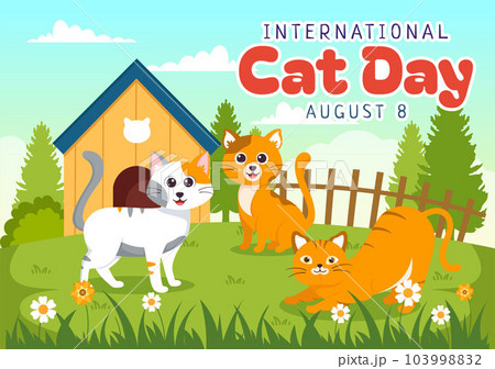 International Cat Day Vector Illustration on August 8 with Cats Animals Love Celebration in Flat Cartoon Hand Drawn Background Templates International Cat Day Vector Illustration on August 8 with Cats Animals Love Celebration in Flat Cartoon Hand Drawn Background Templates 103998832