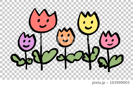 Bright hand-painted tulips with a smile 103999003