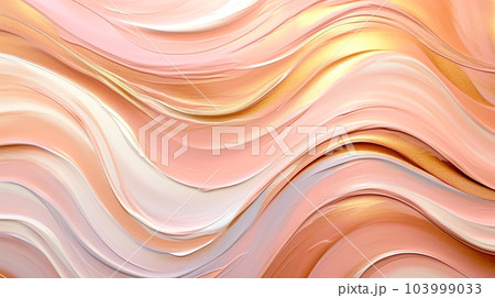 ローズゴールドと金のウェーブ背景「AI生成画像」 103999033