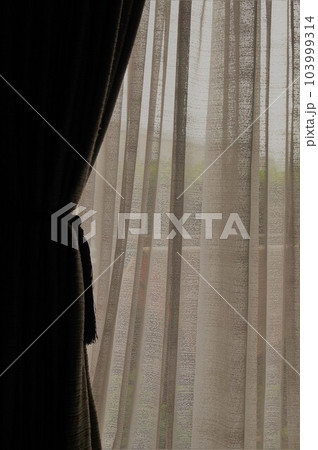 昼間は外から見えない透け感のある理念カーテン 茶系 103999314