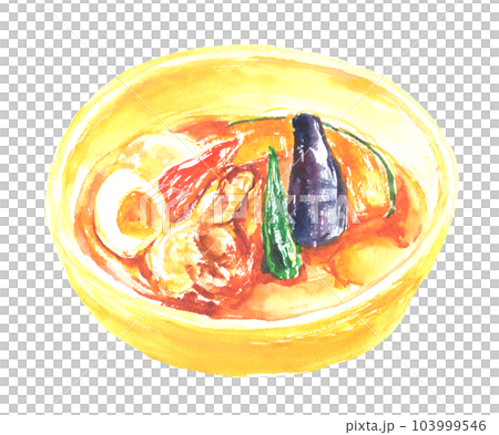 Illustration of soup curry painted by watercolor Illustration of soup curry painted by watercolor 103999546
