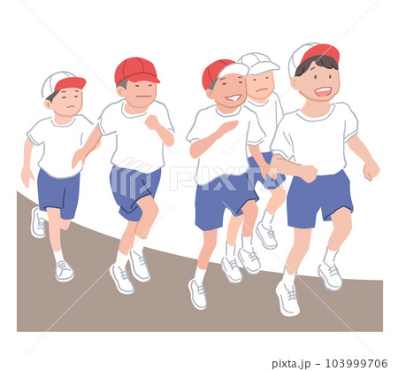 複数で走る子どものイラスト素材 複数で走る子どものイラスト素材 103999706
