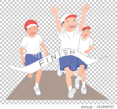 孩子在運動會上競走進球的插圖素材 孩子在運動會上競走進球的插圖素材 103999707