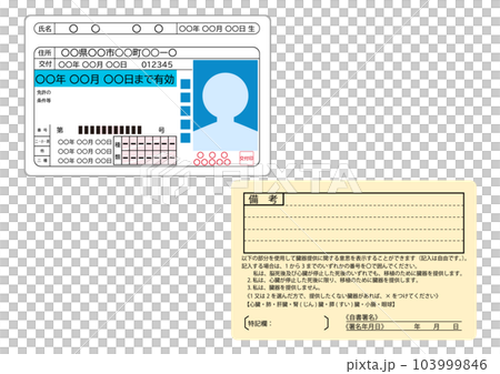 運転免許証の表面と裏面 103999846