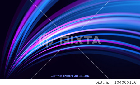Abstract colorful neon light background with motion blur in line curve shape and sparkling effect. Futuristic light effect concept 104000116