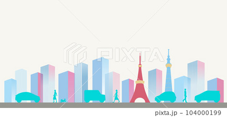 街　都心　東京の街並みのイラスト 104000199